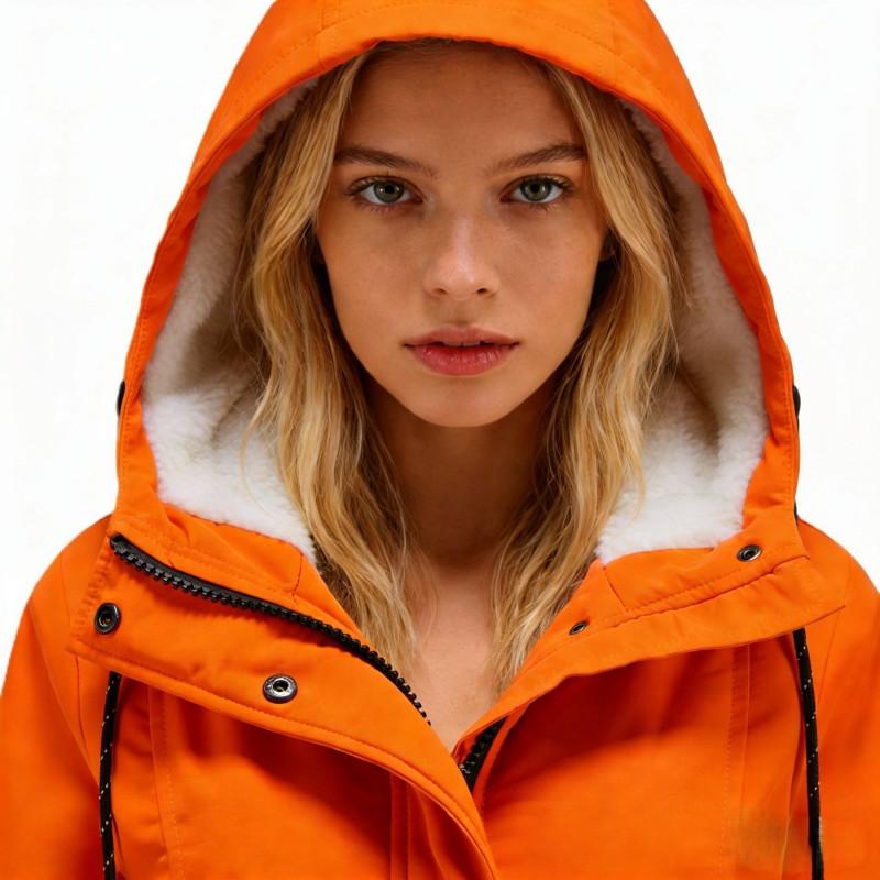 Womens Warm Mid-Length Hooded Cotton Blend Coat Winter Commute Office Wear