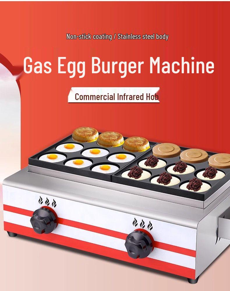 Electric 18-Hole Egg Burger and Red Bean Cake Maker for Street Stalls