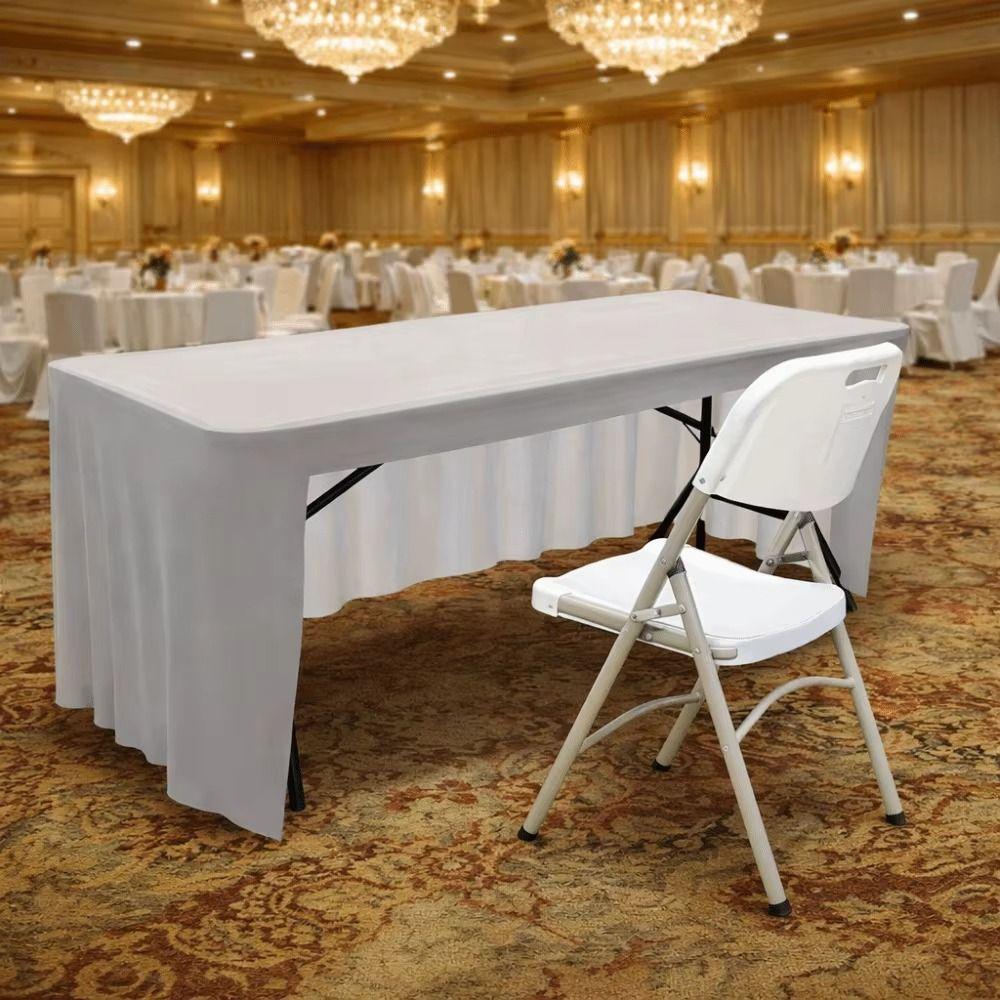 Solid Color Stretch Tablecloth 6FT Rectangular Table Skirts Exhibition Table Decor  Wedding Party