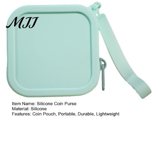 Exquisite Gift for Friends Silicone Coin Pouch with Zipper And Wrist Strap, Square Shockproof Keys Storage Bag, Lightweight Compact Change Purse