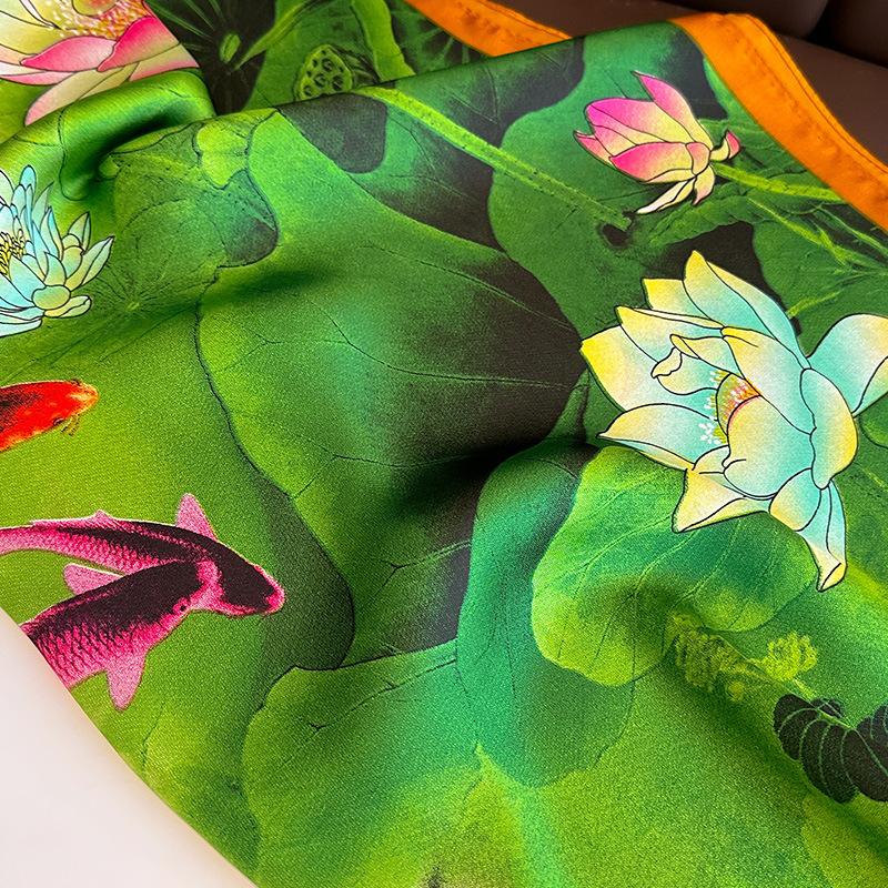 1116 New Retro Printing Fashionable Versatile Autumn and Winter Scarf Scarf Scarf Decorative Tie Bag Headband Silk Scarf Women