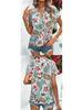 Women's Colorful Floral Print V-Neck Short-Sleeve Top - Summer Fashion