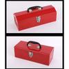 Portable Red Metal Tool Box Hip Roof Style Tool Organizers for Mechanics and DIY Enthusiasts with Single Layer Design