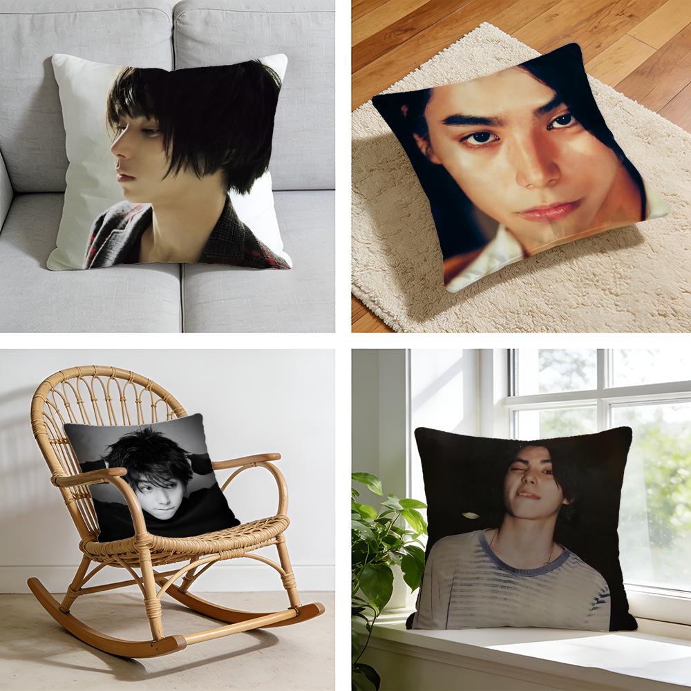 Hot Actor NNijiro MMurakami Cushion Cover Short Plush Pillowcase for Bed Sofa Carwashable