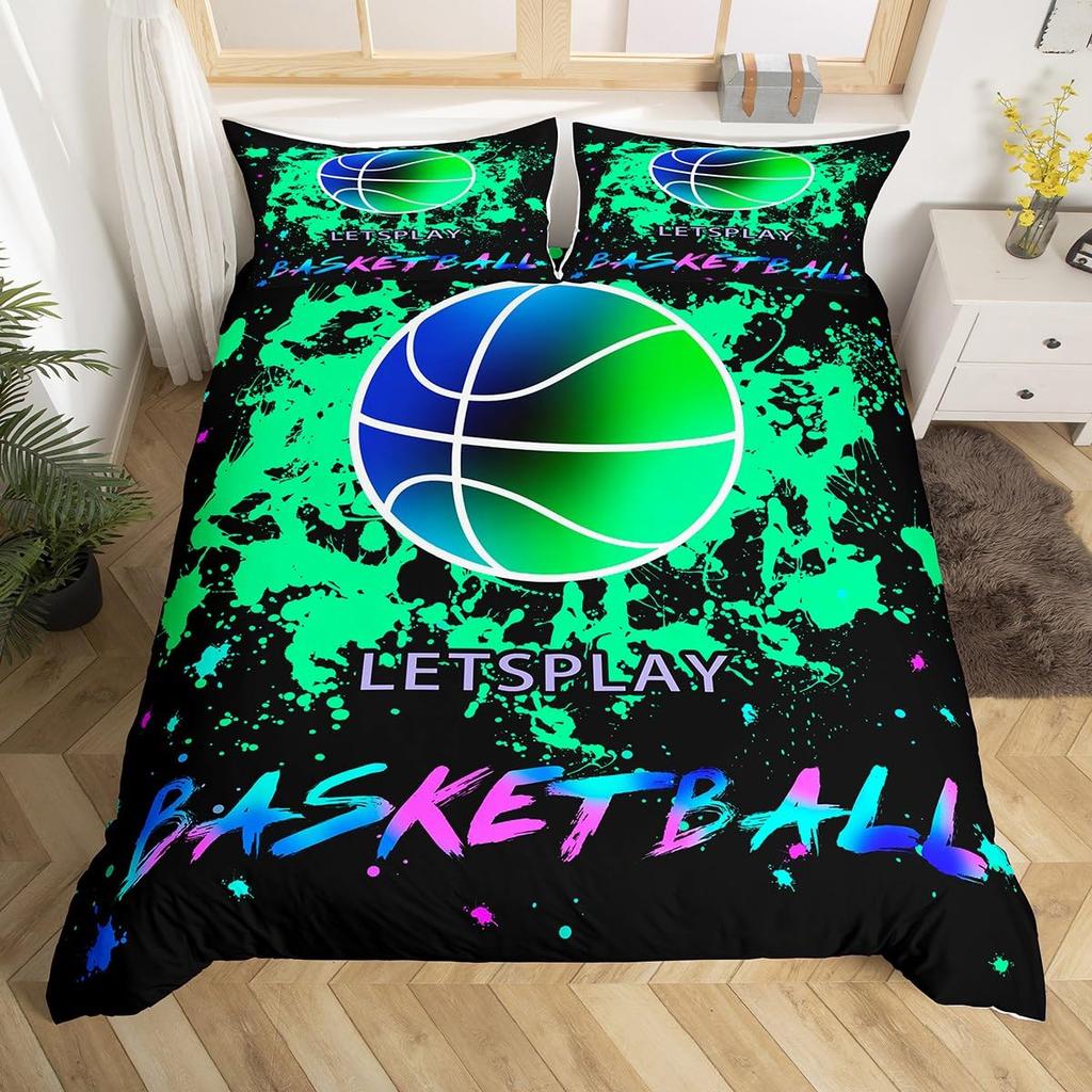 Feelyou Geometrisches Bettwäsche-Set Queen-Size Grün Schwarz Grau Bettbezug-Set für Jungen Mädchen Teenager Rechteck Quadrat Bettbezug Modern Abstrakt