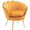 Fotel Muszla, Fotel Vintage, Fotel do Sypialni i Salonu, Elegancki Design, z Wysokim Oparciem, 76x67x74cm, Żółty
