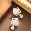 French gentle small fresh dripping oil three-dimensional rose flower earrings women's light luxury high-end sweet temperament earrings