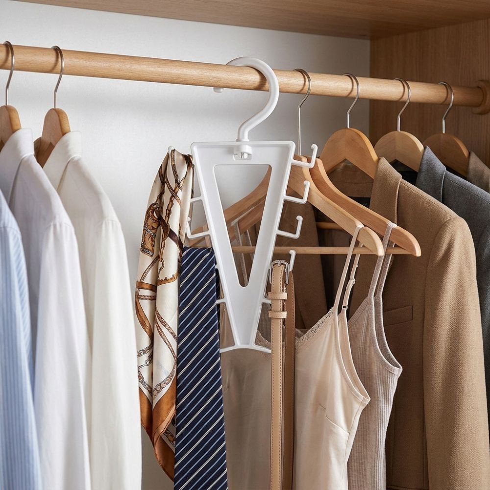 2Pcs 12 Hooks V-Shape Hanger Rotatable Garment Storage Hook Hat Storage Hook Wardrobe Storage