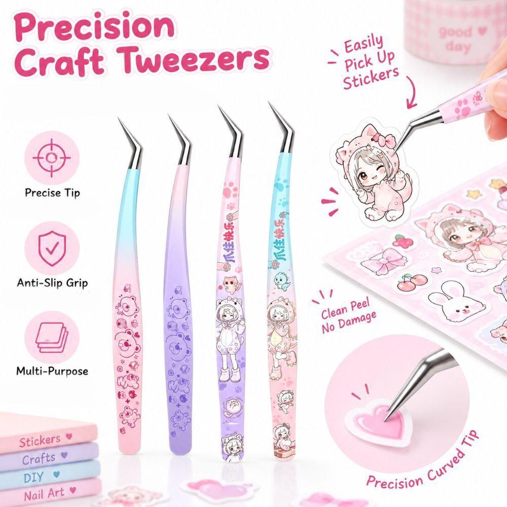 Anti-static Craft Tweezers High Precision False Eyelash Tweezers Sticker Crafting