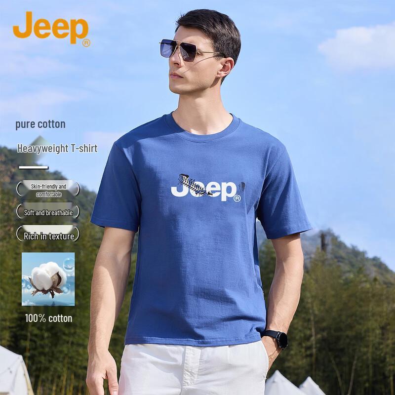JEEP Men s 100% Cotton Crew Neck T-Shirt M