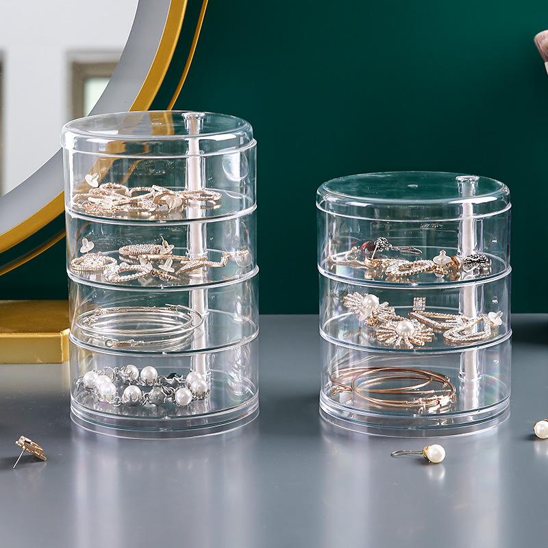 Rotating Multi-layer Jewelry Storage Box: Large Capacity Transparent Organizer for Earrings, Necklaces, and More