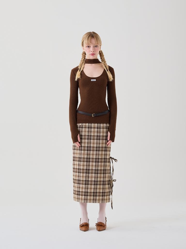 MIERCOLES Belle Half Neck Top [Brown]