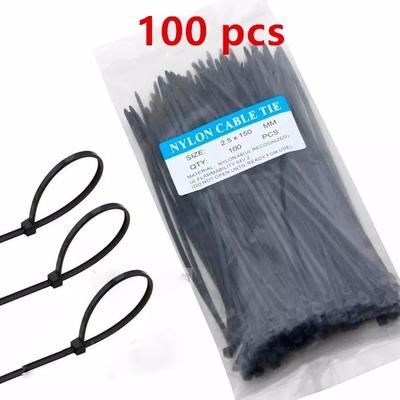 3mm x 100mm Self Locking Nylon Cable Ties Industrial Wire Zip Ties Black 100pcs