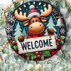 Rustic Iron Moose Sign Farmhouse Wall Decor 8x8 Inch Vintage Christmas Plaque For Home Entryway