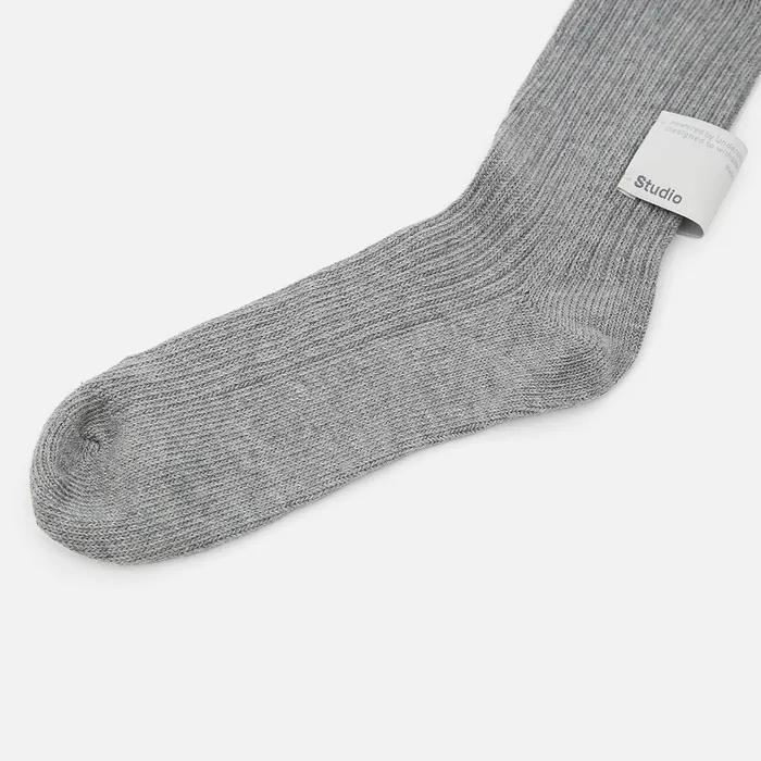 Label Point Leg Cover Women's Knee Socks STRUCTURE KNEE SOCKS / S LABEL / GREY