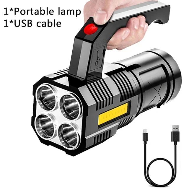 7LED+COB Portable Flashlight Cob Side Light Lightweight Outdoor Lighting USB Rechargeable Camping Torch Searchlight For Camping