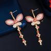 Boucles d'oreilles pendantes en forme de papillon WWJ avec zircone cubique multicolore