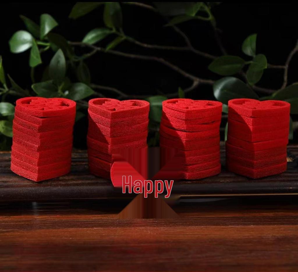 Set of Small Double Happiness Stickers for Wedding Decorations, Stairs, and Room Arrangement with Handkerchief Flowers