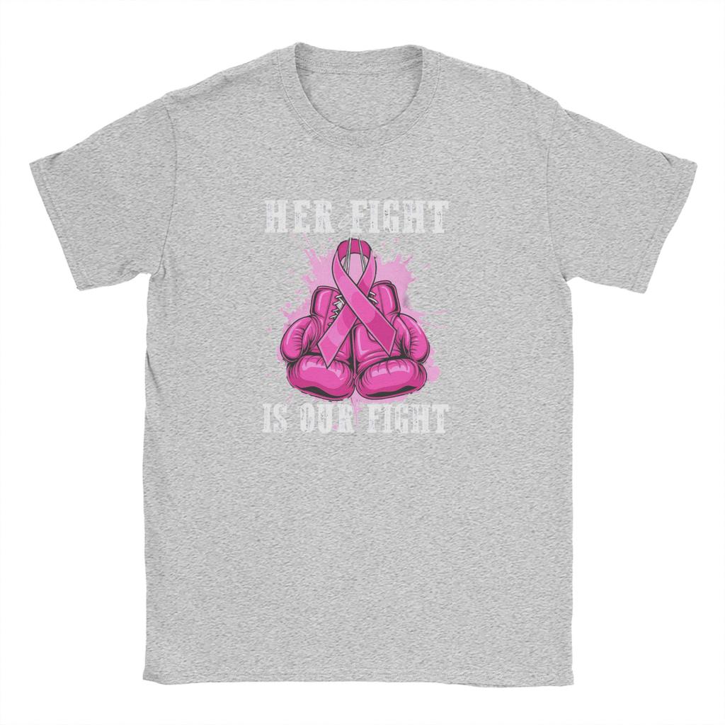 Fight Is Our Fight Breast Cancers Men's T Shirts Creative Tees Short Sleeve Round Collar T-Shirt 100% Cotton Printing Clothes