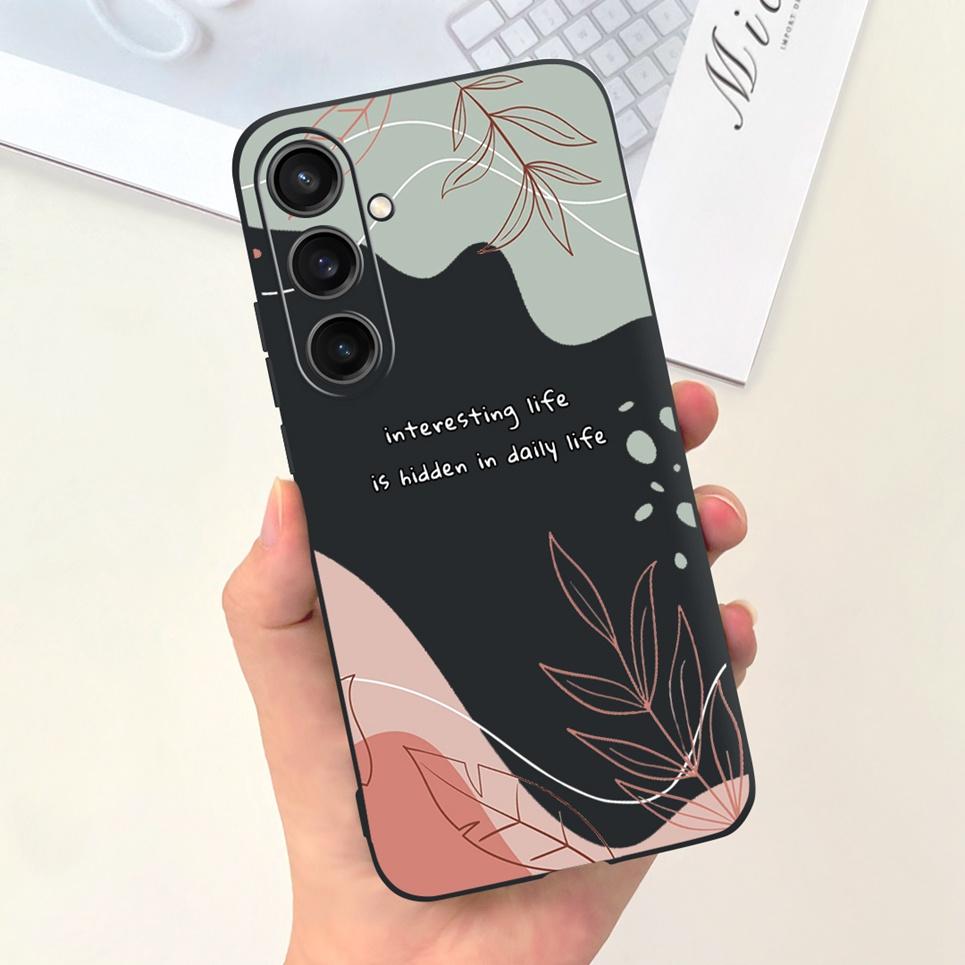 For Funda Cover Samsung A35 5G Case SM-A356E Couple Love Heart Flower Cat Painting Back Shell For Samsung Galaxy A35 5G Etui
