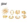 Vintage Style Alloy Rings Ocean Theme Set Adjustable Stackable Finger