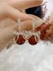 Premium super flash zircon bow New Year's versatile pearl silver needle earrings versatile atmospheric ear jewelry