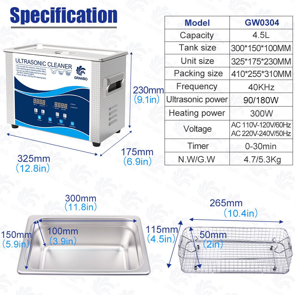 Industrial Ultrasonic Cleaner for Laboratory Use - High Power, Small Size, Ideal for Degreasing and Rust Removal