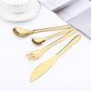 Gold 24 Pieces Cutlery Set 304 Stainless Steel Drop Shaped Teaspoons Dinnerware Kitchen Knife Fork Spoons Tea Spoon Tableware