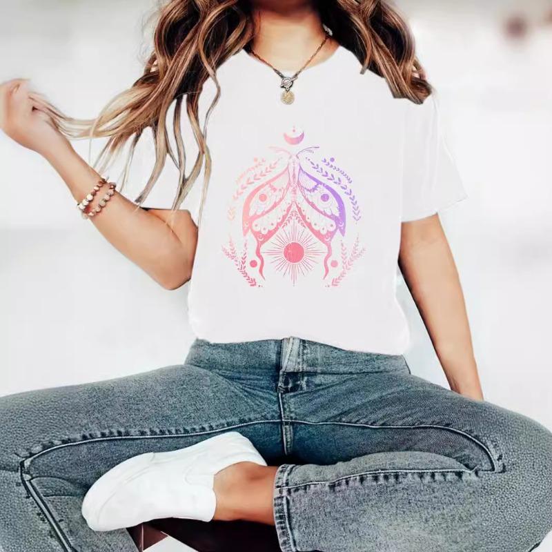 Summer Women's Printed Round-neck Short-sleeved T-shirt Casual and Fashionable T-shirt