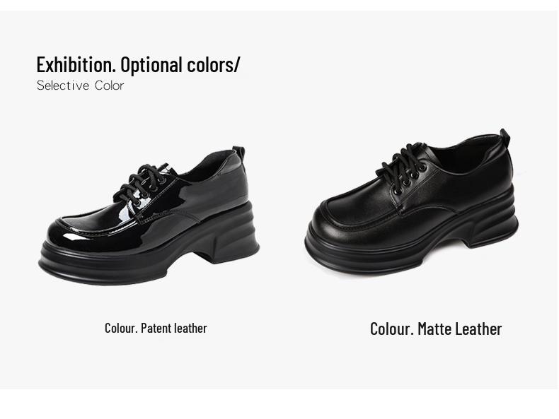 Damen 2025 Frühling Britischer Stil Dicksohlige Lackleder Plateau-Loafer, Höhenverstärkende Vielseitige Schnürschuhe