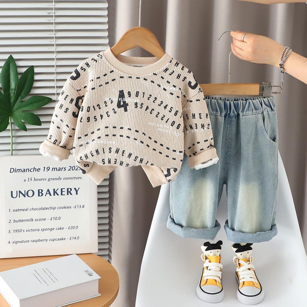 Kids Casual Long-Sleeve Set, Comfortable Daily Wear Outfits