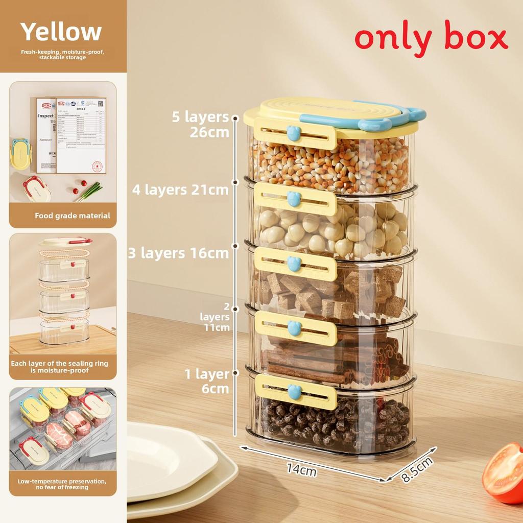 Food Storage Container With Sealed Lids For Kitchen Organization And Spice Preservation