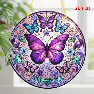 2D Flat Purple Butterfly Acrylic Decoration Sign, Christmas and Halloween Gift, Suitable for Wall Decoration, Porch, Room, Villa, Accents Home, Hallwa