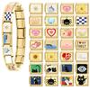 Gold Color Flowers Heart Cute Black Cats Devil Eyes Italian Charm Links Fit 9mm Stainless Steel Bracelet Men Women DIY Making