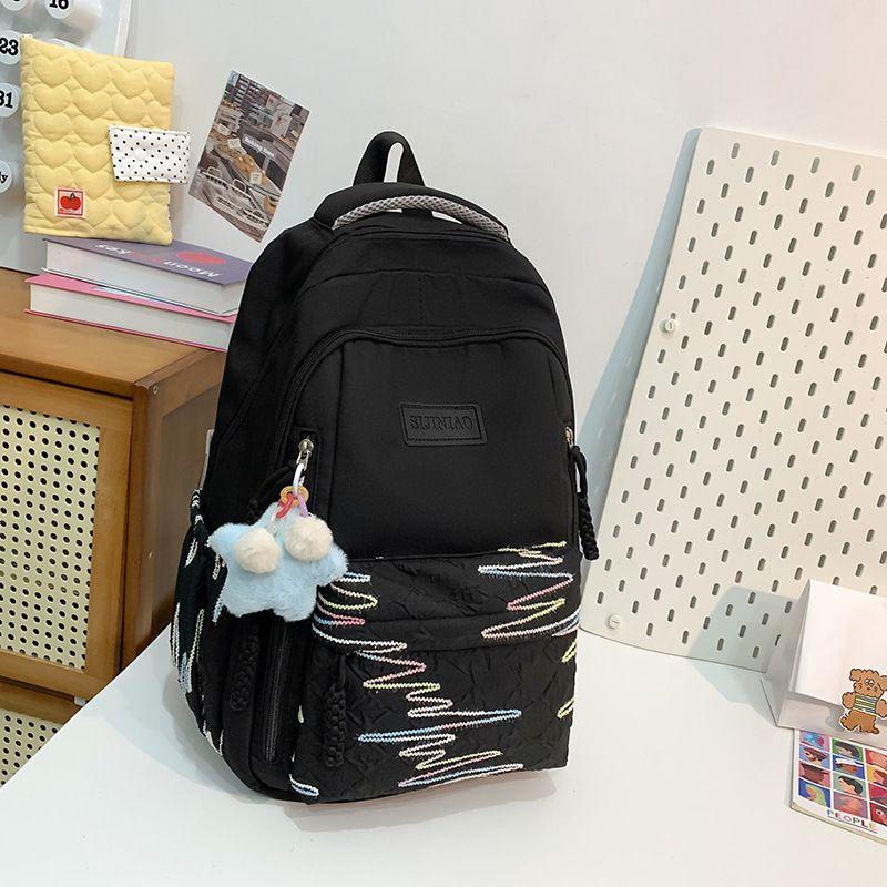 

Genuine Goods Mk DN ~ Schoolbag Female Junior High School Student Burden Reduction Spine Protection 2025 New High School Student Backpack Backpack Black [large]]