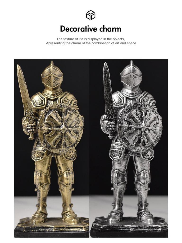 Nordic Victory Knight Resin Figurine: High-End Vintage Office Decor