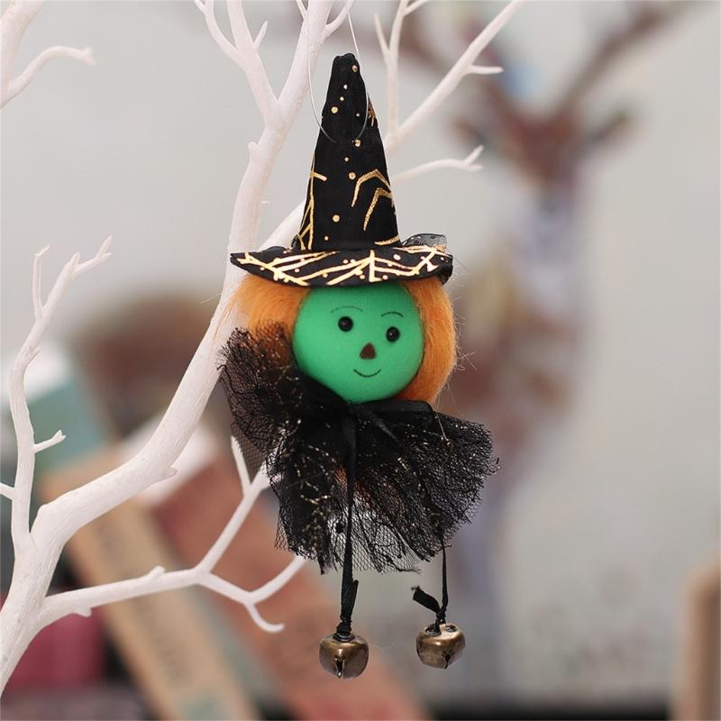 Halloween Character Hanging Ornament Set of 6 Soft Fabric Bell Figures Decoration for Entry Table Shelf Display, Indoor Gatherings and Home Room