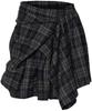 Peulleeoeob Asymmetrical Draped Layered Skirt (Fl-252_Checkered)