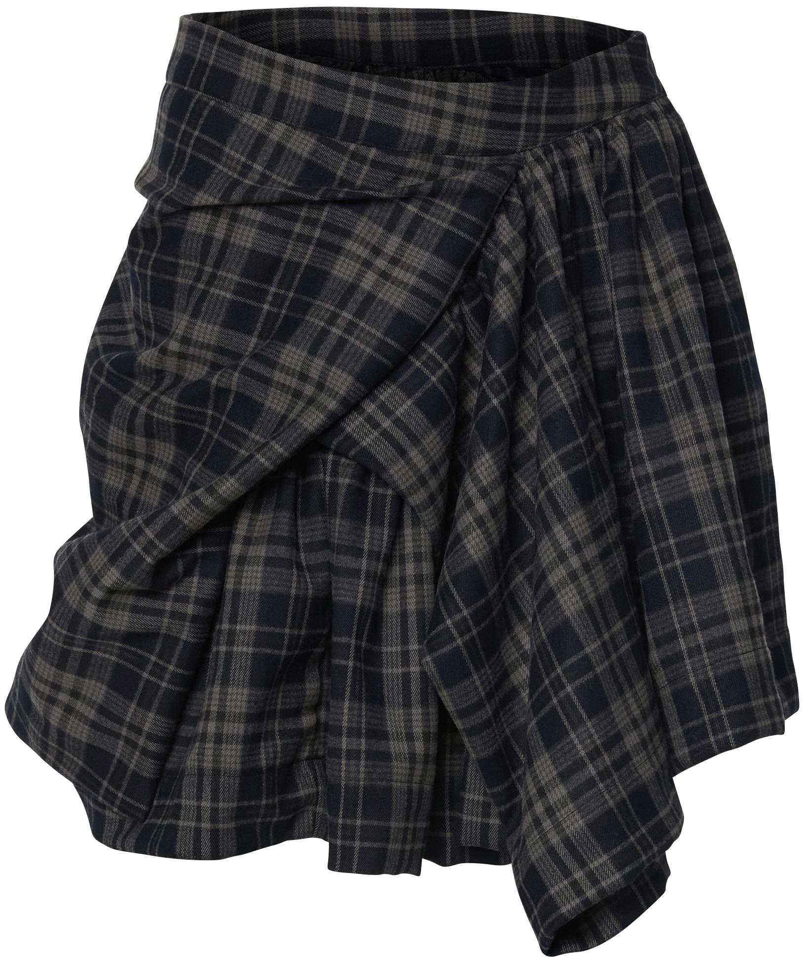 Peulleeoeob Asymmetrical Draped Layered Skirt (Fl-252_Checkered)
