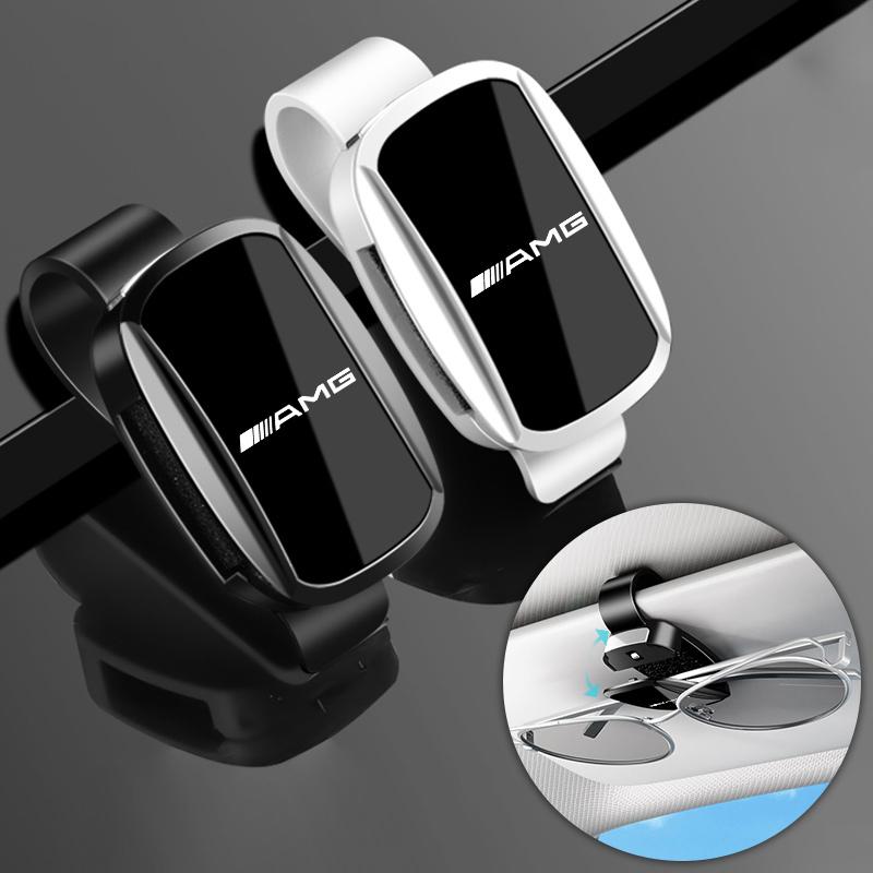 XUY2   New Car Sun Visor Glasses Holder Sunglasses Case Eyeglasses Clip For Mercedes Benz AMG W203 W206 W220 W205 W211 Keychain