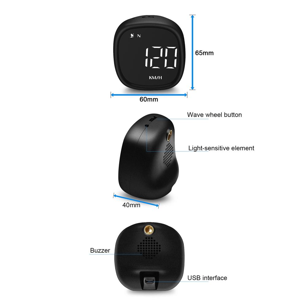 Car Motorcycle HUD Headup Display LED Digital GPS Speedometer Support MPH/KMH Time Display