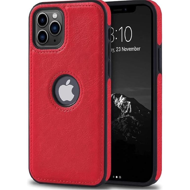 Unique Design Luxury Leather Business Phone Case for iPhone 11 Pro Max Anti-Slip Scratch Resistant Ultra Slim Protective Case (2019,6.5”) (Brown)