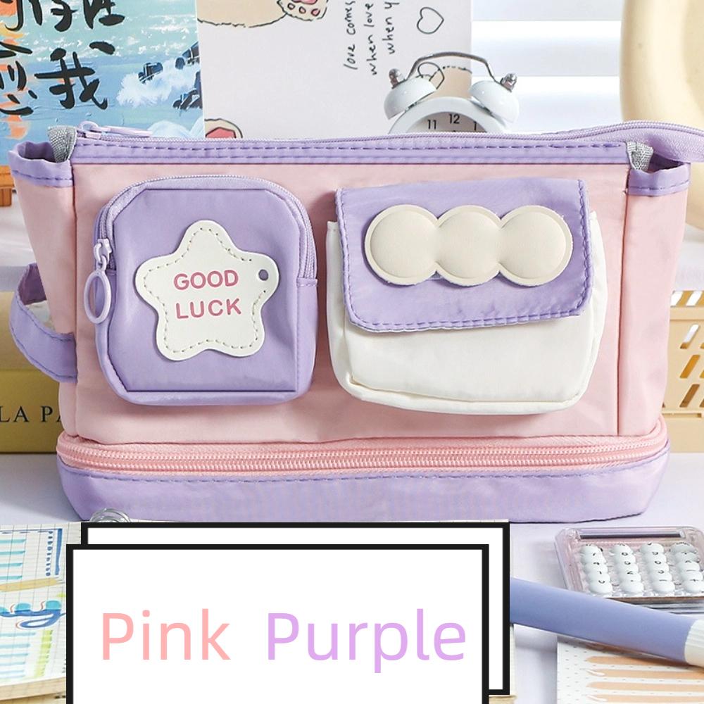 Handheld Y2K Star Stationery Bag Multilayer Ins Pencil Pouch Y2K Sweet Korean Pencil Case  Office