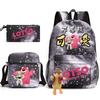 3 Piece School Backpack Set for Students Large Capacity Oxford Cloth Schoolbag with Shoulder Strap and Pencil Case