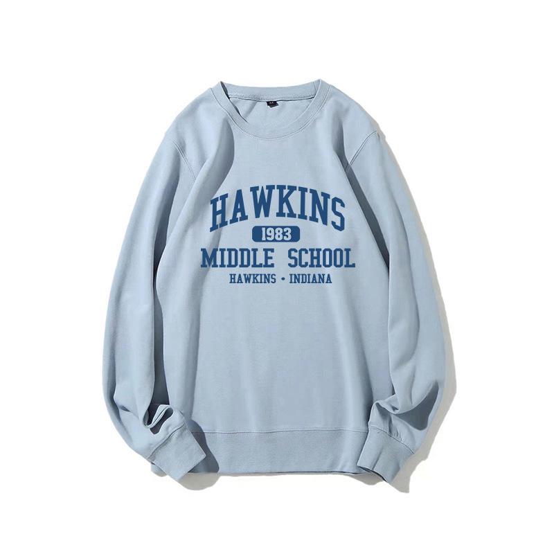 Stranger Things Unisex Hoodie - Hawkins Middle School, Long Sleeve, Autumn/Winter, Round Neck