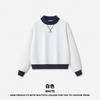 RS Womens 350G Fleece Color Block Mock Neck Sweatshirt Warm Fall American Style Casual Top