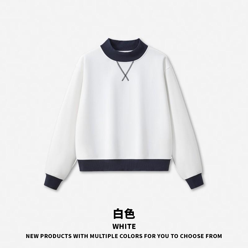 RS Womens 350G Fleece Color Block Mock Neck Sweatshirt Warm Fall American Style Casual Top