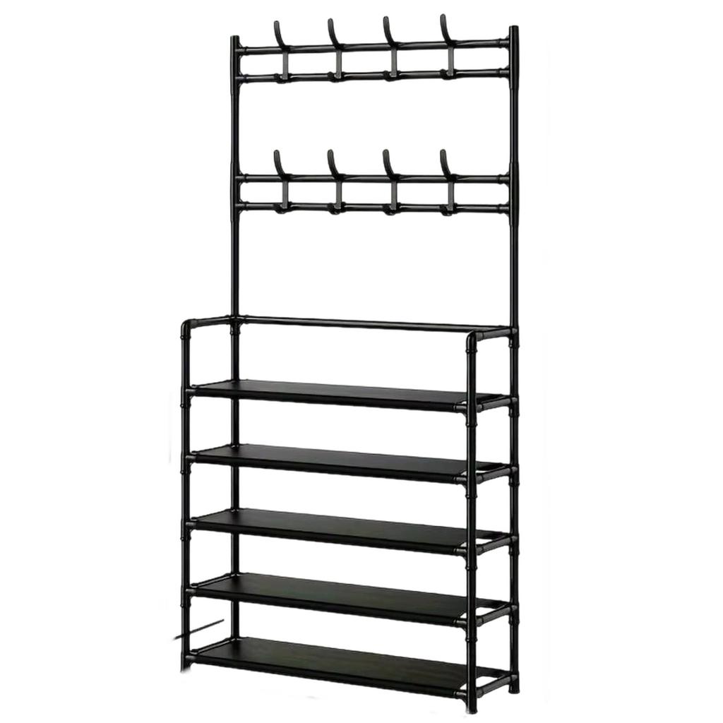 Multifunktionaler Stand-Garderobenständer mit 5-stufigem Schuhregal 60cm für Schlafzimmer Flur