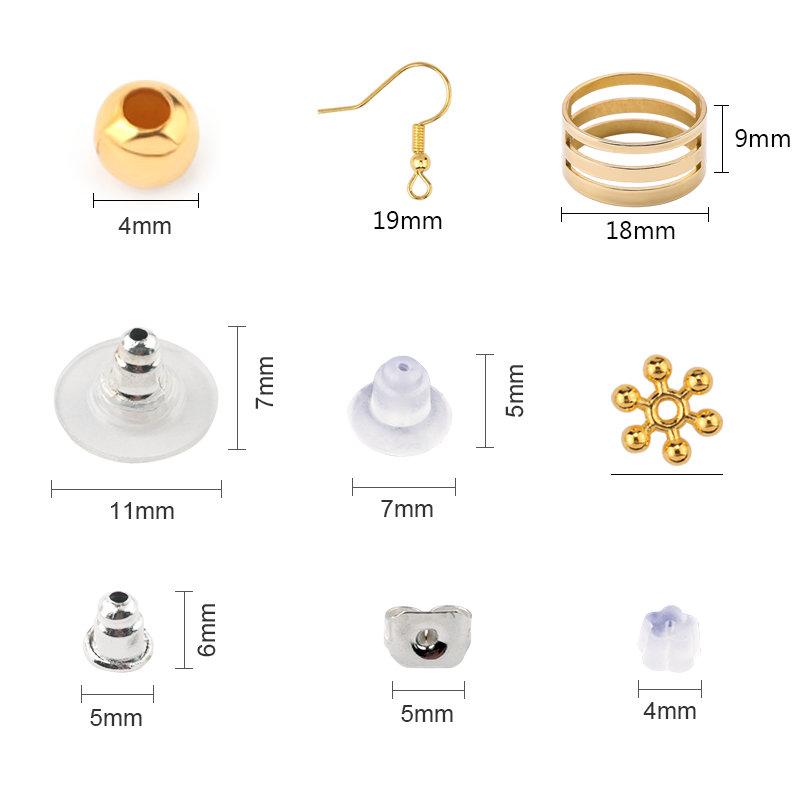 Jewelry Findings Set open jump rings Loose spacer beads Earring hooks Rubber Earring Backs for Jewelry Making DIY handicraft