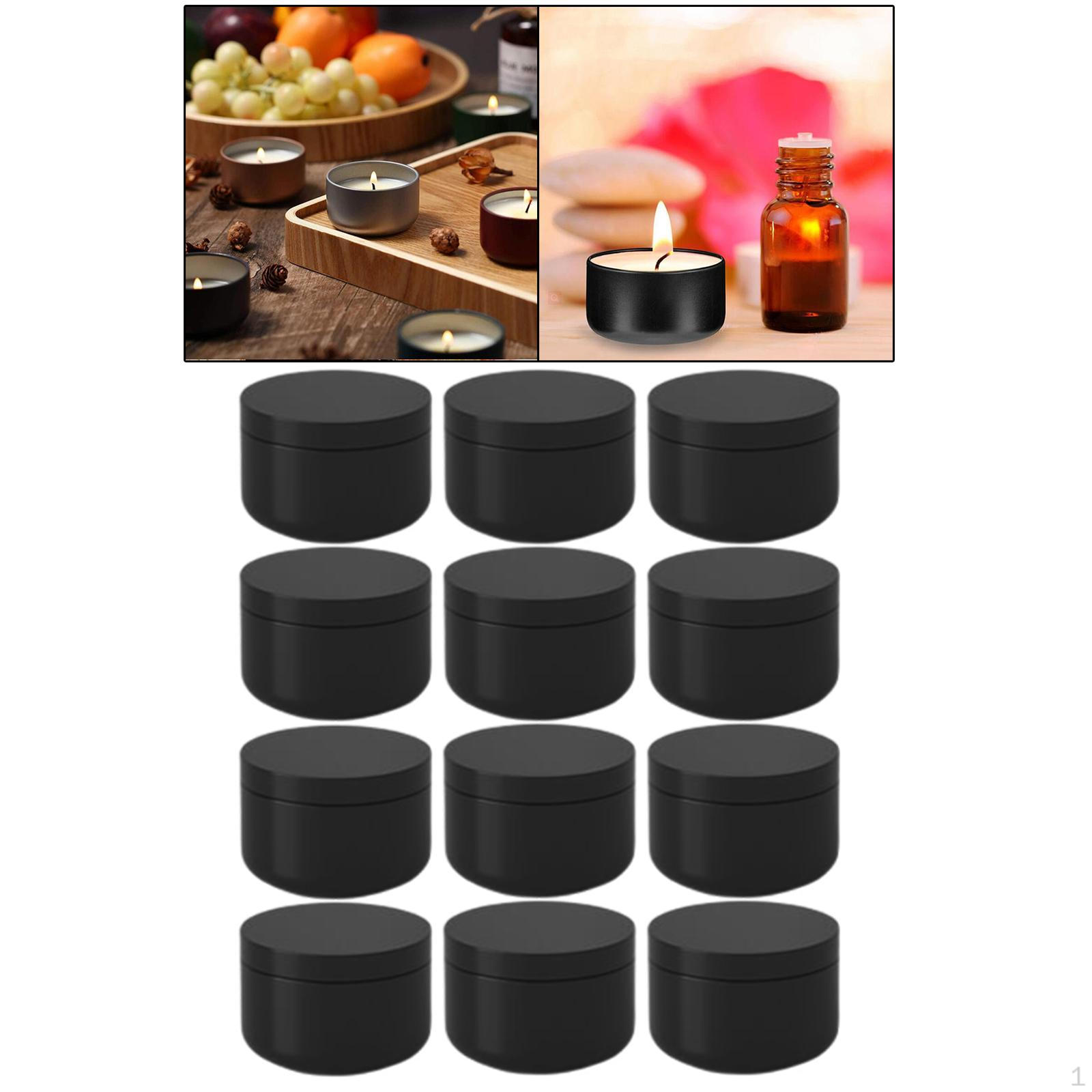 12 Pieces Small Aluminum Box 50ml with Resistant Round Reusable Seal Containers Storage for black